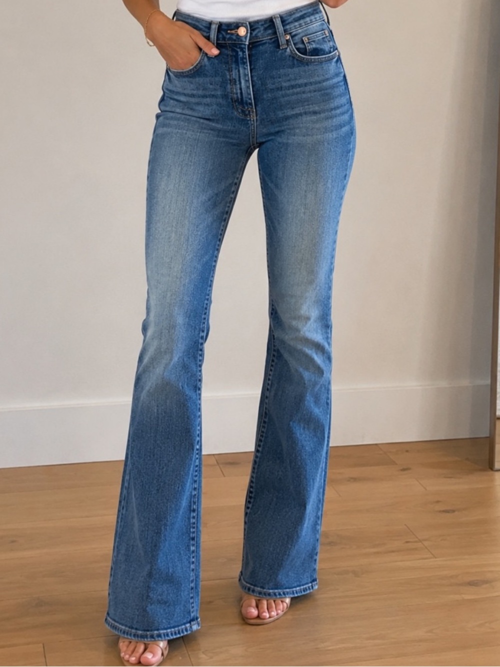 MOTHER THE HUSTLER SNEAK IN “ON THE ROAD” wash DENIM JEANS STRETCH LONG SIZE 30